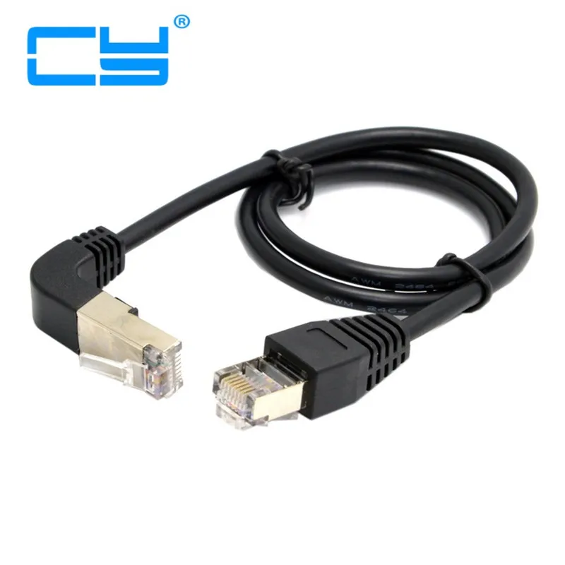 Сетевой патч корд 8P8C STP Cat 5e Lan Ethernet под углом 90 градусов для прямого кабеля 50 см|patch