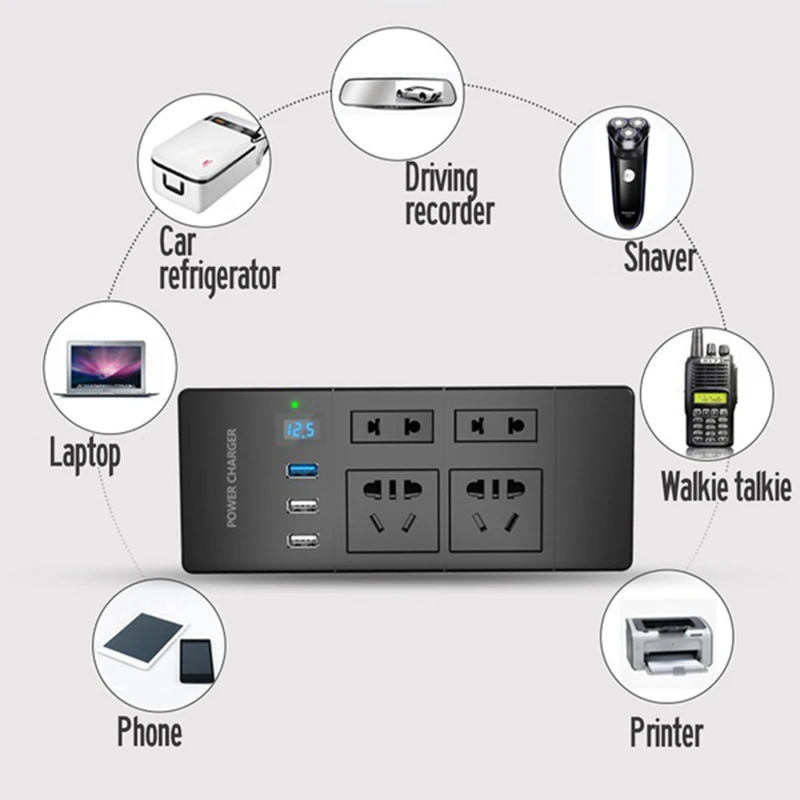 Автомобильный инвертор 200 А 220 Вт 12 В/24 В переменного тока 3 USB порта
