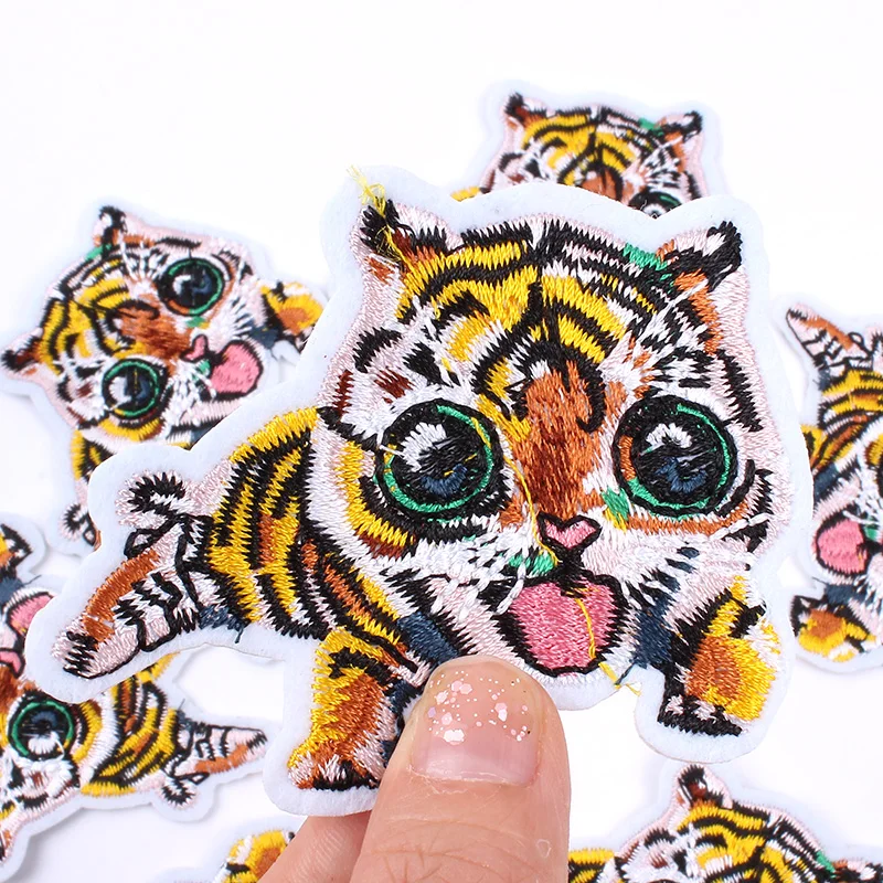 5 шт./лот Джинсовый Рюкзак с вышитым железом и нашивкой в виде тигра наклейки