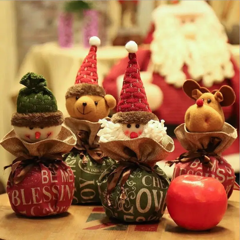 

New Xmas Santa Claus Elk Snowman Gift Bag Gift Holder Merry Christmas Snowman Party Candy Bag Pouches