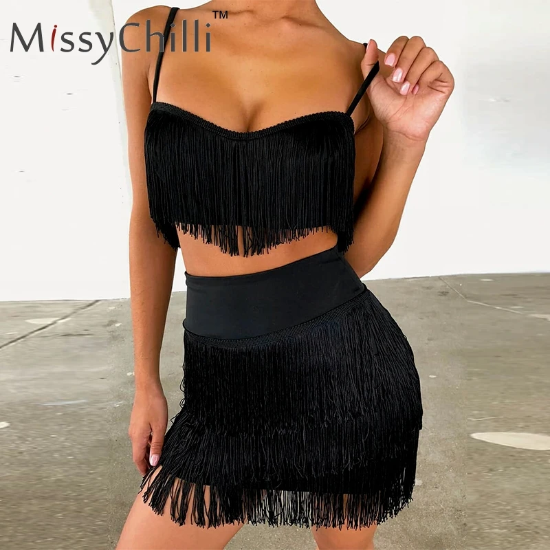 MissyChilli/костюм из двух предметов с кисточками; красное пляжное платье; женское сексуальное обтягивающее летнее платье с v-образным вырезом и бахромой; короткое вечернее платье с открытой спиной