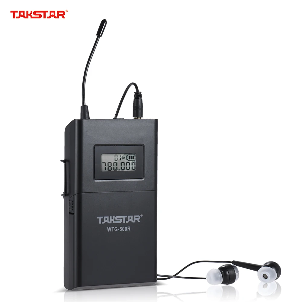 TAKSTAR WTG-500R UHF Беспроводной акустической передачи приемник 100 m эффективный диапазон 6 доступные каналы ЖК-дисплей Дисплей