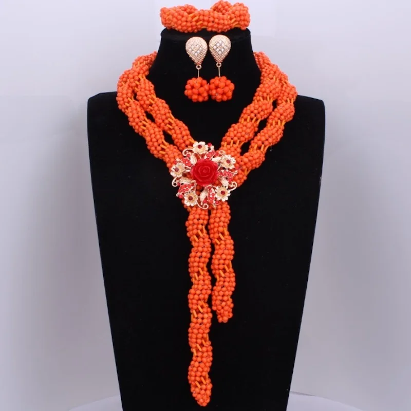 

4UJewelry Fine Jewelry Set Fuchsia Hot Pink African Nigerian Indian Beads Necklace Set Wedding Bridal Gift Set For Women 2018