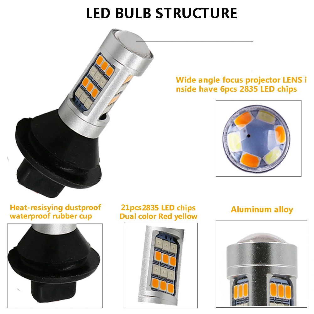 2x T20 7440 50 Вт 2835 42SMD безошибочные светодиодсветодиодный дневные ходовые огни Canbus и