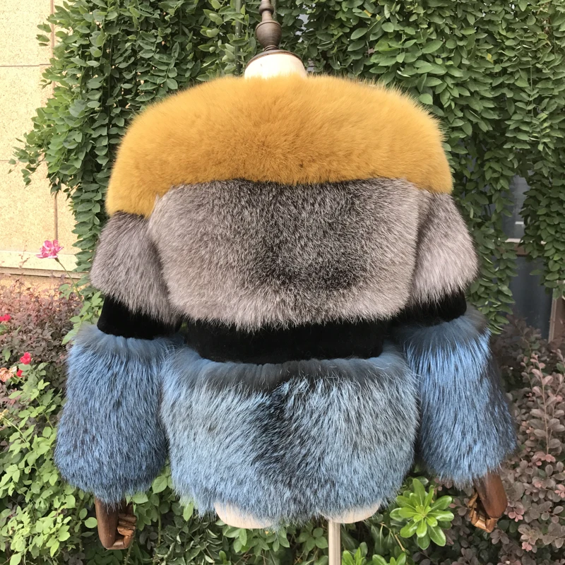 Женская Шуба с коротким рукавом Topfur цветная шуба из натурального серебра лисьим