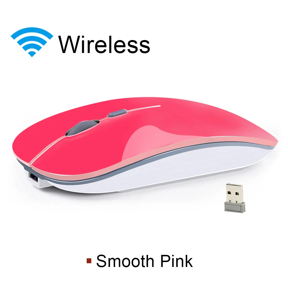 Pink 2.4G Mice Беспроводная мышь Бесшумная Bluetooth мышь беспроводная компьютерная мышь перезаряжаемая USB Mause эргономичные мыши бесшумные для ПК ноутбука бесшумные - Цвет: Pink 2.4G Mice