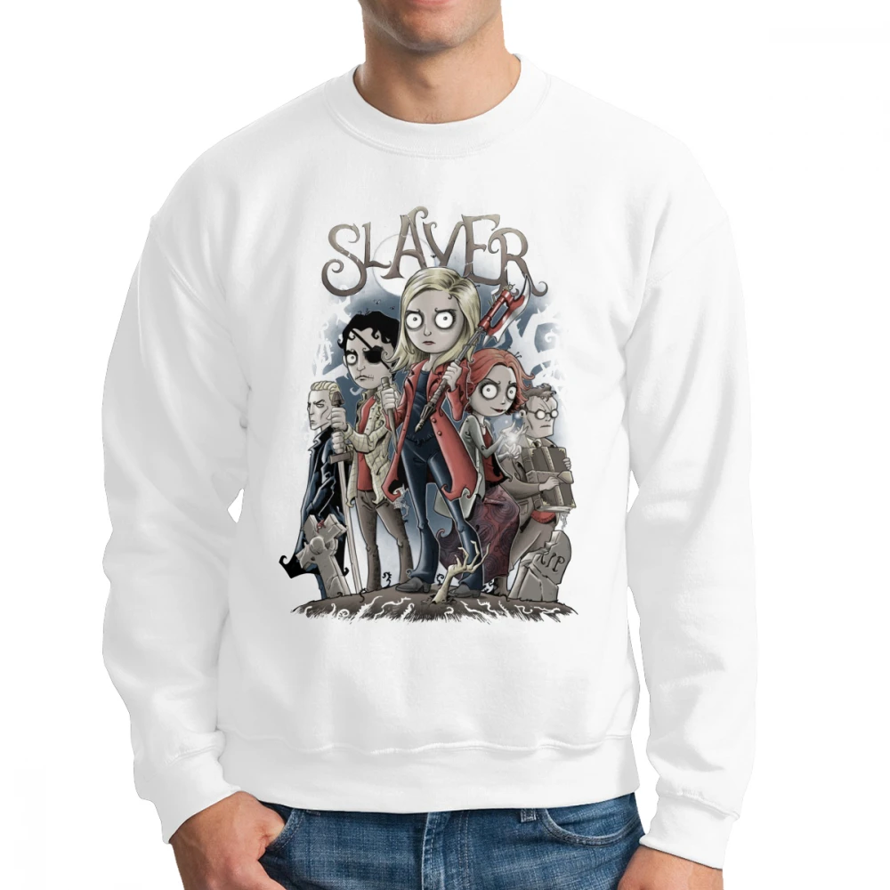 Buffy Охотник на вампиров Толстовка для мужчин длинный рукав Досуг Хлопок Crewneck винтажный пуловер