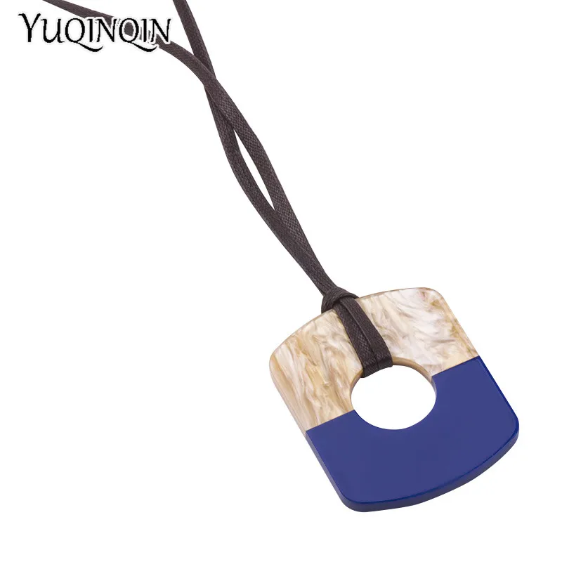 Винтажные Модные акриловые ожерелья для женщин 2018 эффектные с большим кулоном из