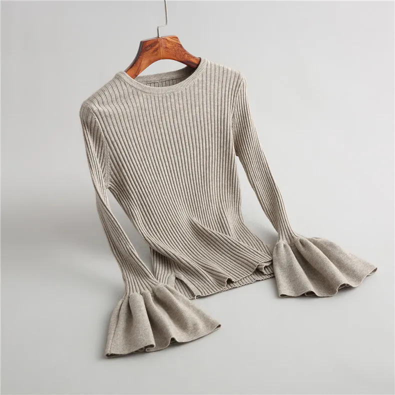 Для девочек осень-зима женщин вязаный свитер в сплошной цвет евро-американской