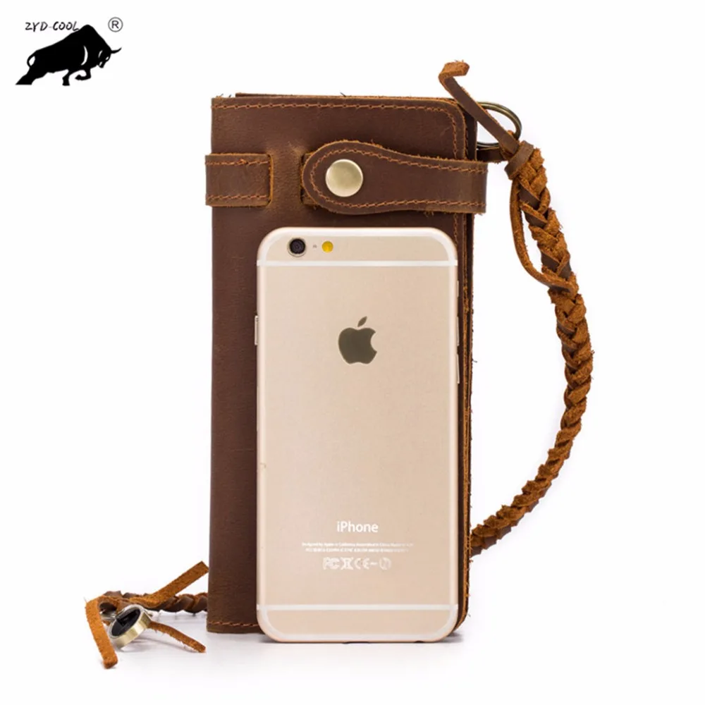 ZYD-COOL бумажник из воловьей кожи с RFID 100% Crazy Horse мужские кошельки натуральной