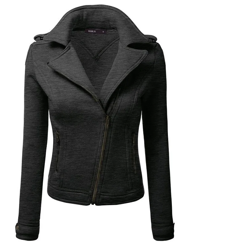 Женская одежда на осень-зиму femalejackets Новые однотонные молнии с длинными рукавами