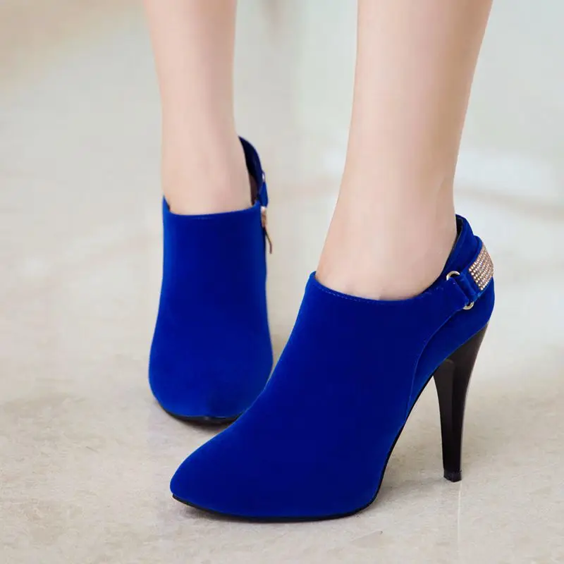 Женские короткие ботильоны на высоком каблуке с острым носком Размеры 33 50|winter