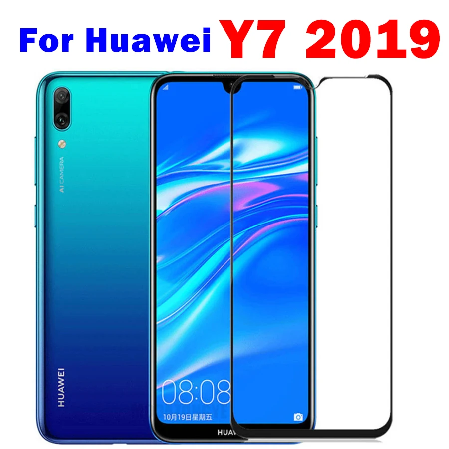 1 2 шт. Защитное стекло для huawei y7 2019 hauwei huavei pro y7pro 7y y 7 закаленное Передняя пленка