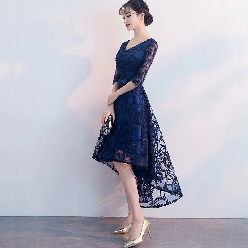 robe de soiree 2019 nouvelles High-end evening dress female V-neck simple party noble medium long | Свадьбы и торжества