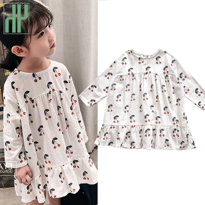 Toddler girl dresses Floral cherry printed kids long sleeve for girls Pageant Princess Party cute children tutu dress | Детская одежда