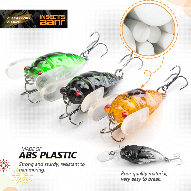 1 шт. искусственная приманка DONQL для ловли насекомых 4 см 6 г Cicada Bait Topwater Bass iscas para Pesca