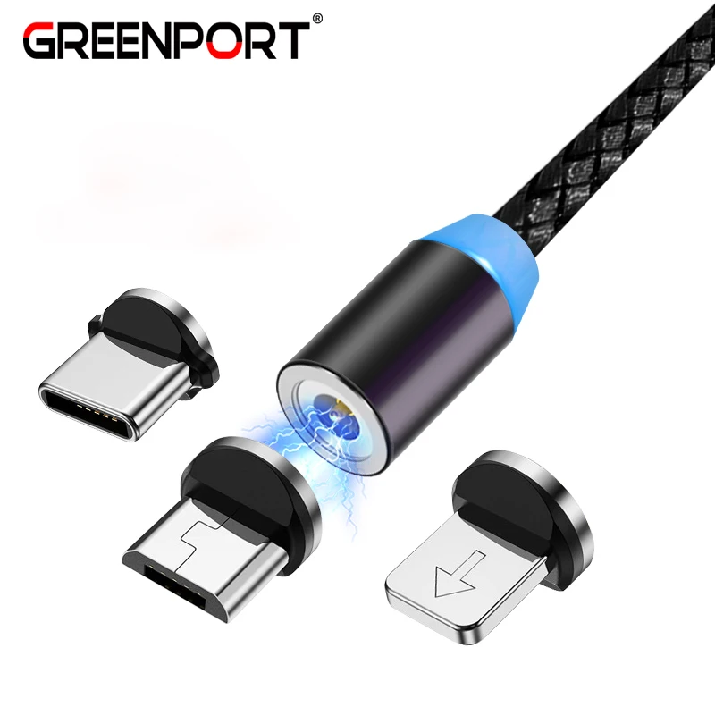 Магнитный кабель GREENPORT для iphone xs max Samsung S9 S8 Note 9 Micro Usb C | Мобильные телефоны и