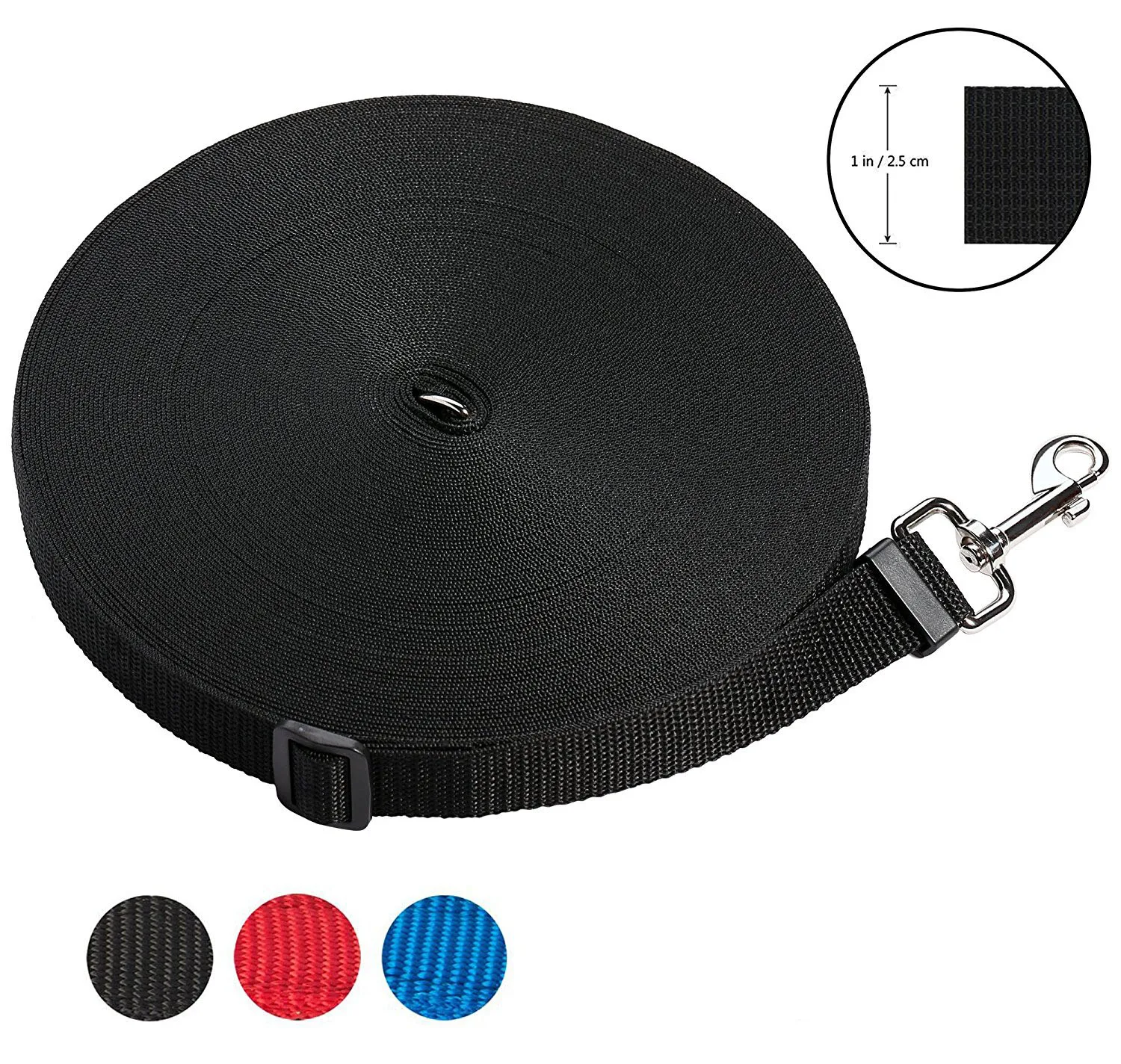

1in wide by 50ft long Nylon Training Leash For Large Medium and Small Dogs Long Lead Great for Training, Play, Camping PL012