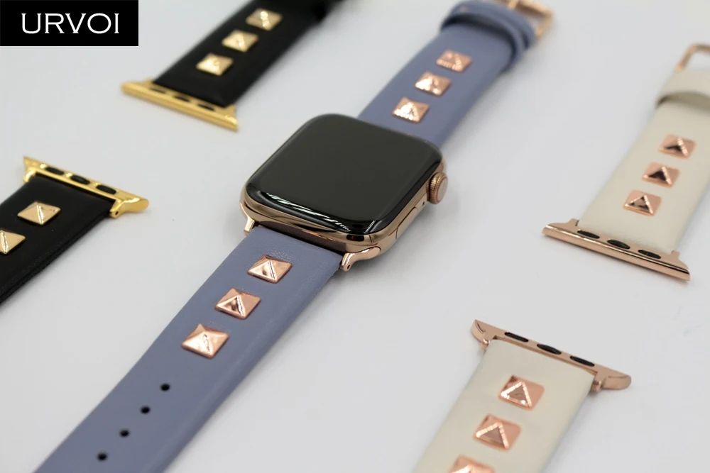 URVOI кожаный ремешок с шипами для apple watch series 5 4 3 2 1 Swift rockstud ремешок для iWatch наручные в стиле панк ручной работы дизайн