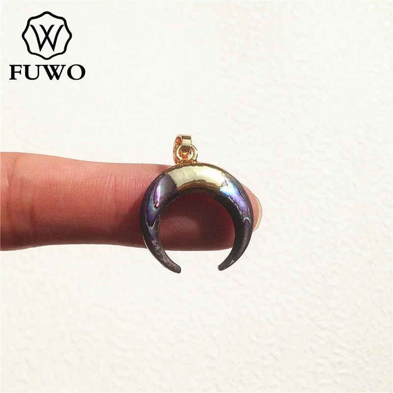 Подвеска в виде полумесяца FUWO из натуральной морской ракушки золото 24 карата