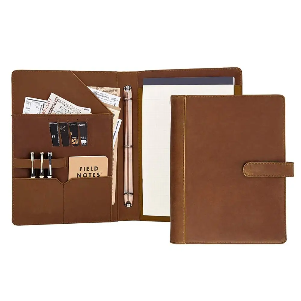 Ручной работы винтажная кожа 3 блокнот на кольцах A4 папка для файлов бизнес