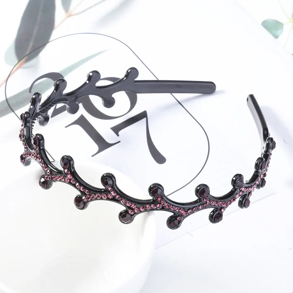 black wine red AWAYTR, Ретро стиль, разноцветные стразы, цветок, обруч для волос, модная повязка для волос, ободок для волос для женщин и девочек, ободок для волос, аксессуары для волос - Цвет: black wine red
