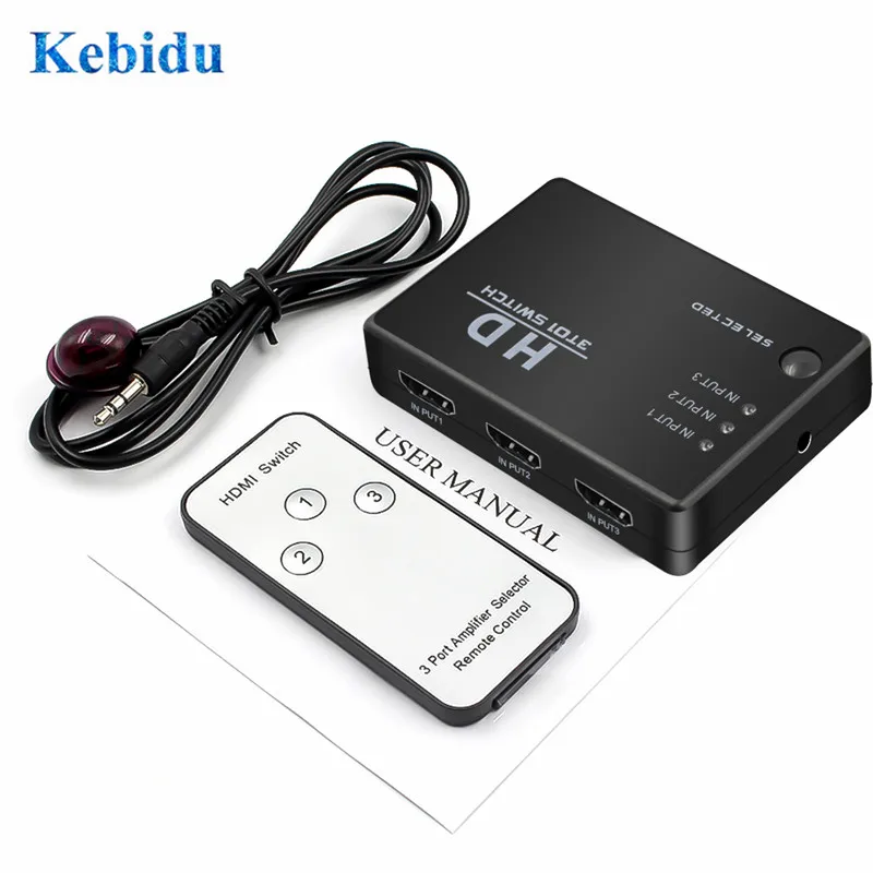 KEBIDU 3 порта видео HDMI совместимый коммутатор разветвитель для PS4 Для Xbox One HDTV DVD + ИК