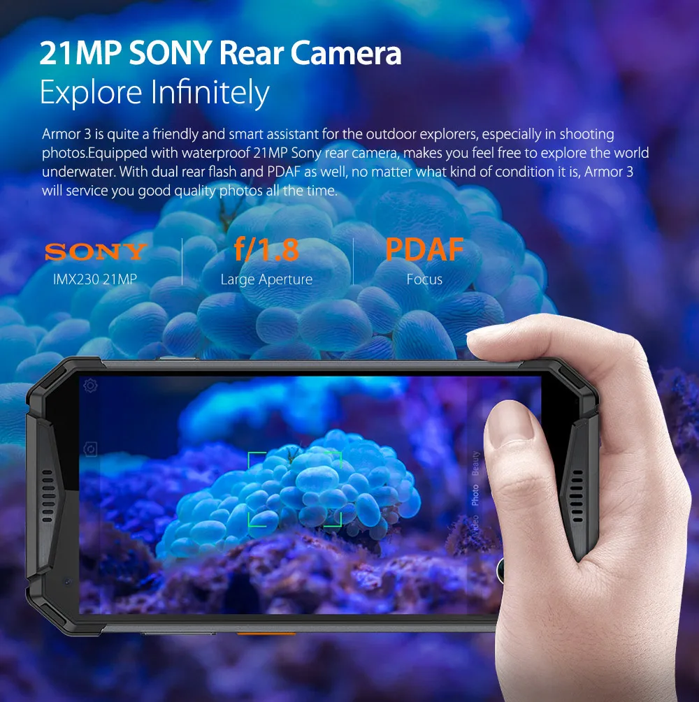 Глобальная версия Ulefone Armor 3 IP68 мобильный телефон 5," Android 8,1 Helio P23 Восьмиядерный 4 Гб+ 64 Гб 21 МП 10030 мАч NFC 4G смартфон