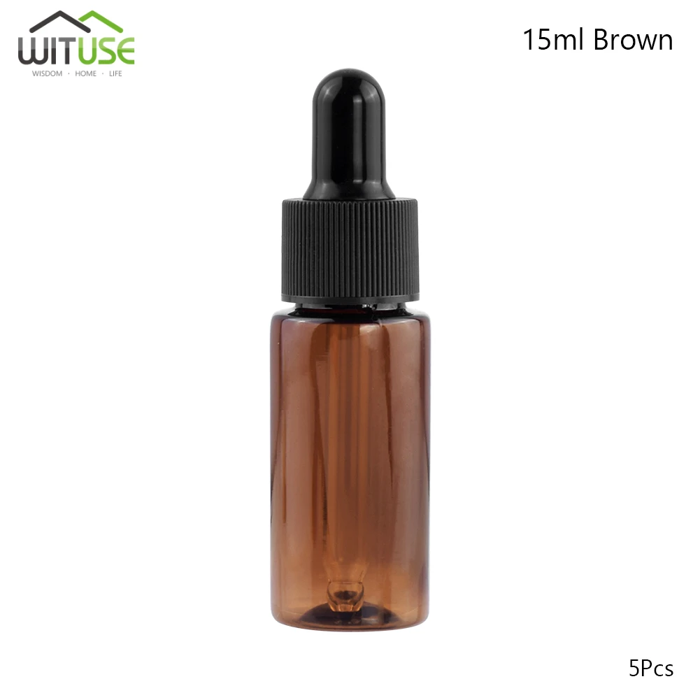 15ml Brown 5 шт./лот 10 мл 15 мл 20 мл пустые пластиковые бутылки стеклянные капельницы масла флакон для эфирных масел многоразового Пипетка для жидкости бутылки оптом - Цвет: 15ml Brown