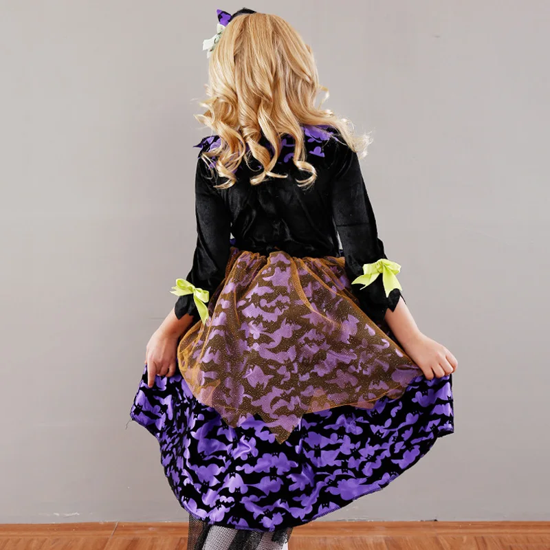 

Halloween Costume For Kids Purple Girl Dress Cosplay Children Clothing Animation Witch Onesie Princess Stage Girls Clothes