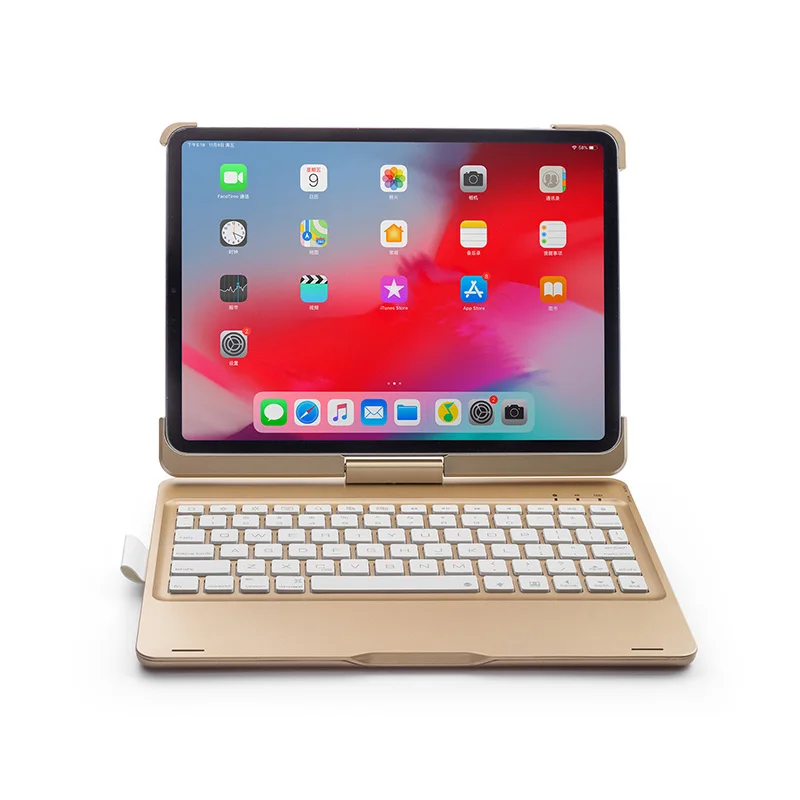 Золотой Для iPad Pro 11 ''вращающаяся цветная подсветка Беспроводная Bluetooth клавиатура чехол для iPad Pro 11 дюймов ABS+ PC Fundas - Цвет: Золотой