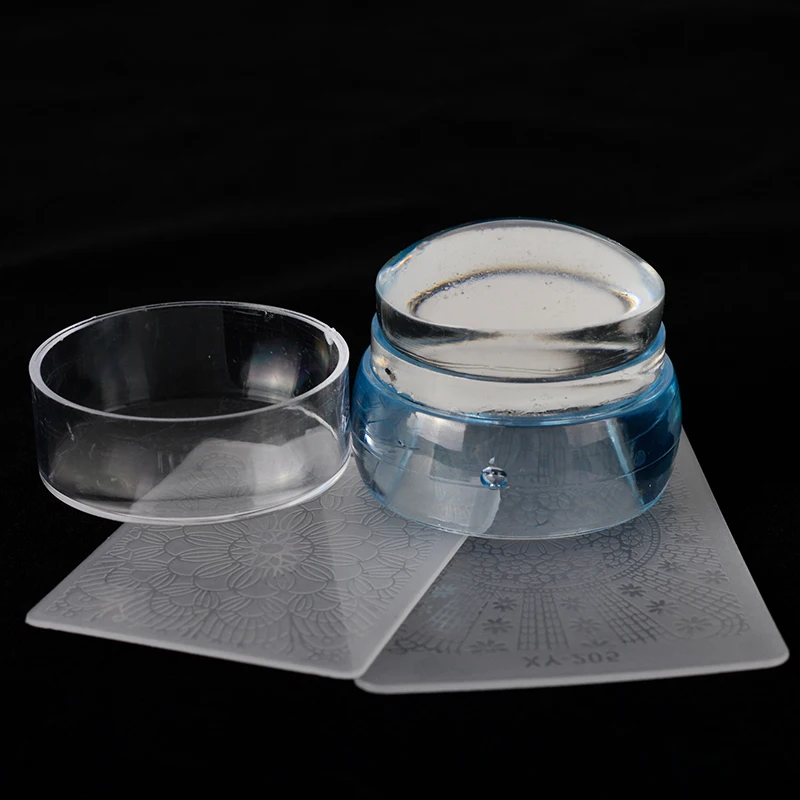 1 набор прозрачных желейных стемпер для ногтей силиконовых головок с 2 шт