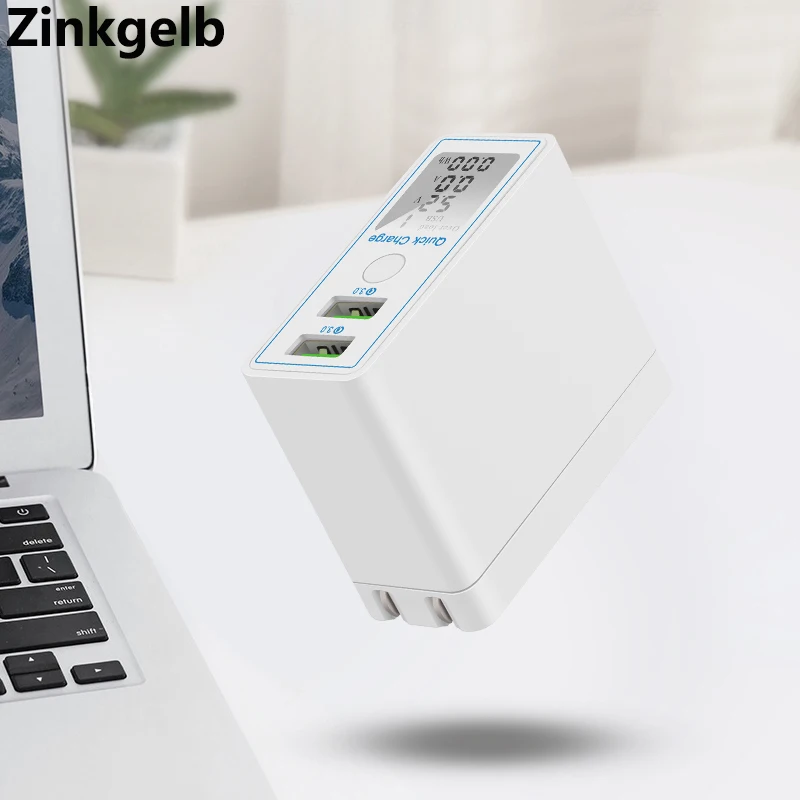 Smart Dual Ports Quick Charge QC 3 0 USB зарядное устройство с ЖК экраном универсальное быстрое