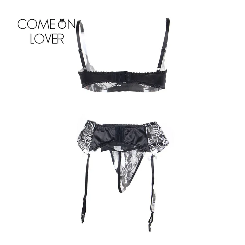 Comeonlover, комплект нижнего белья с подвязками размера плюс 5XL, атласное белье, женский сексуальный комплект с подвязками, пояс на косточках, наборы для нижнего белья RE80319
