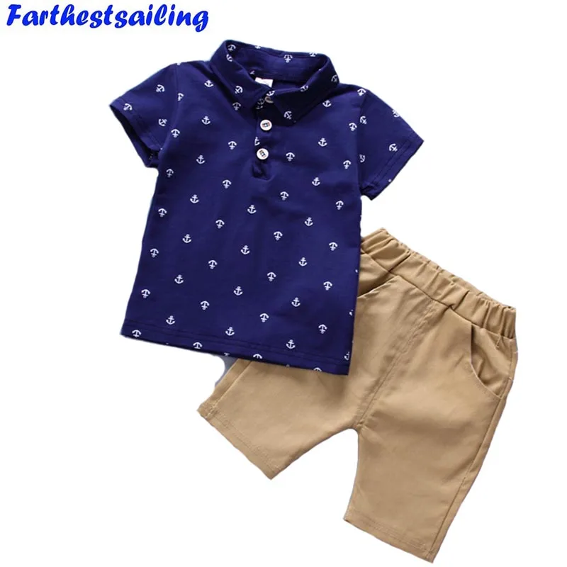 

2018 Summer New Fashion Infant Baby Boys Clothes Set Cotton Kids Clothing Set T Shirts +Shorts Newborn Baby Suit Sport 1-5Years