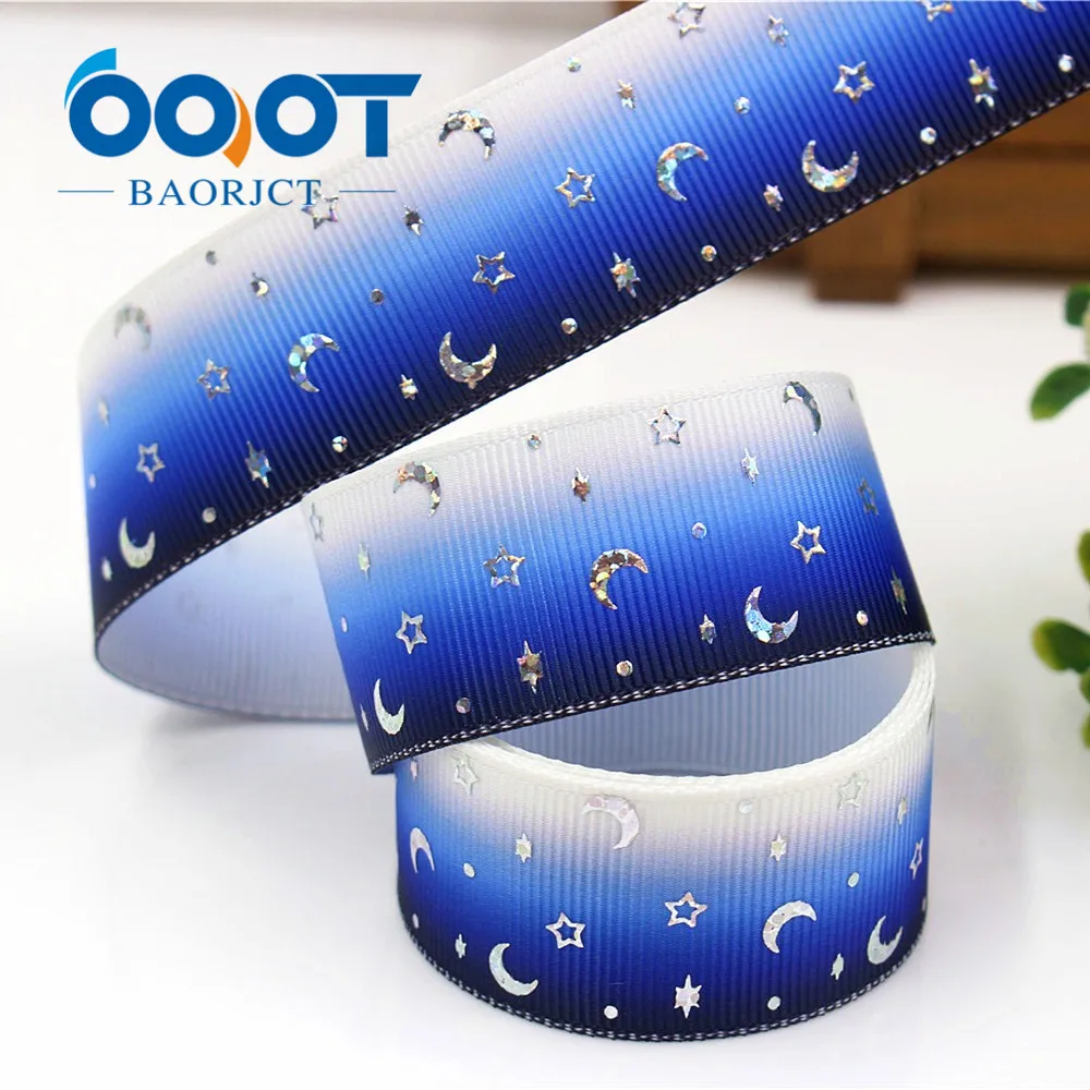 OOOT BAORJCT G-18604-319 блестящая Звезда Луна Лазерная Серебряная корсажная лента 25 мм 10