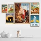 Римский Париж Нью-Йорк Индия винтажная страна настенная Картина на холсте скандинавские постеры и принты настенные картины для декора гостиной