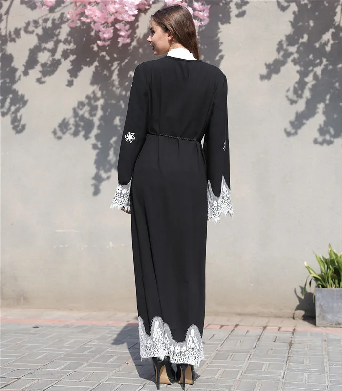 Для женщин халаты Длинные рукава длинное платье осень 2018 мусульманской моды