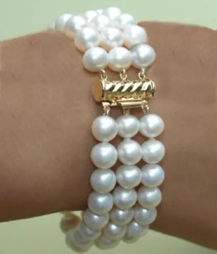 Доставка&gt&gt&gt&gt Новый 7.5 8 &quotКРУГЛЫЙ AAA 9 10 ММ белый ЖЕМЧУГ БРАСЛЕТ 14 К|pearl bracelet|white
