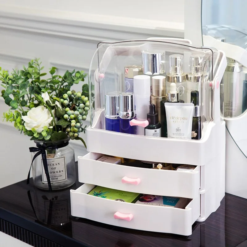 Большой размер пластиковый органайзер для макияжа коробка хранения ювелирных