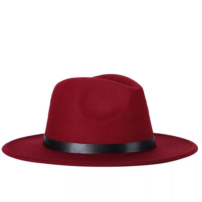 Женская и Мужская шерстяная шляпа Fedora джентльмен Элегантная Леди Зима Осень широкий джазования с полями церкви Панама сомбреро