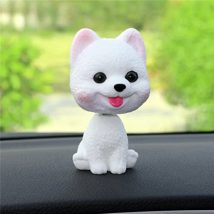 Pomeranian White Автомобильный орнамент, милый качающий головой, кивающая собака, кукла, Автомобильный интерьер, приборная панель, украшение, качающаяся голова, щенок, фигурка, игрушки, аксессуары - Название цвета: Pomeranian White