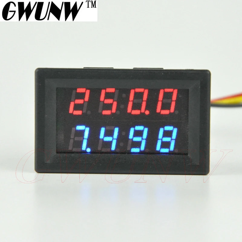 GWUNW BY42A 500V 10A DC 4 BIT Digital Voltage Ammeter Current Tester Meter Voltmeter Dual Display Red Blue Green LED | Инструменты