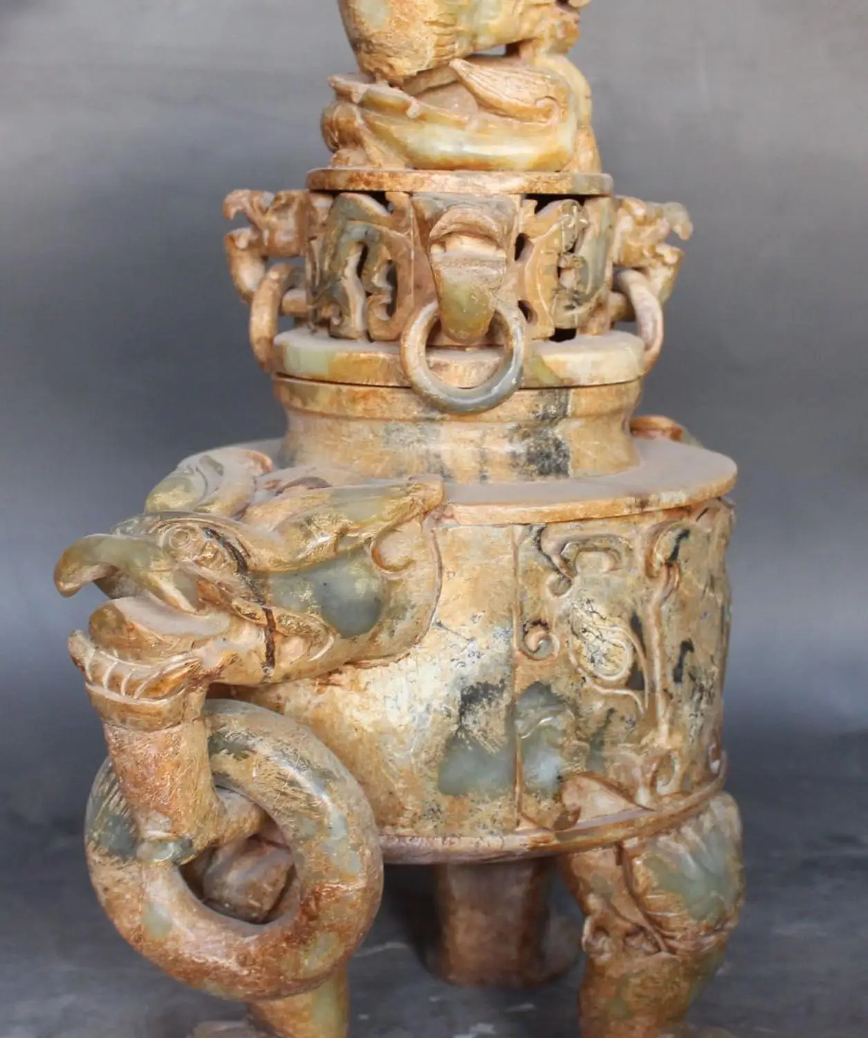 Бесплатная доставка 16 &quotКитайский Нефритовый дракон собака Фу Собака Лев ручка