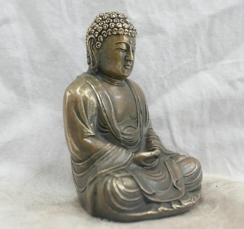 Free shipping Chinese Folk Culture Handmade Brass Bronze Statue Sakyamuni Buddha Sculpture fast | Дом и сад