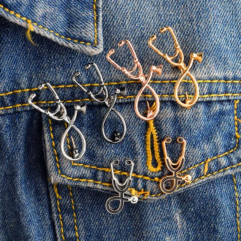

Tiny Stethoscope Nurse Pin 2 styles Geometric Metal Accessories Brooch Badge Lapel Pin Medical student Doctors Nurse Jewelry Pin