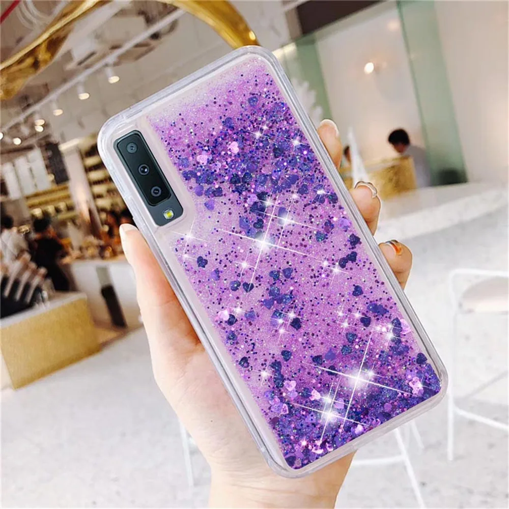Жидкий блестящий чехол для Samsung A7 2018 SM A750 A50 A30 A20 M30 M20 M10 Мягкие силиконовые ТПУ