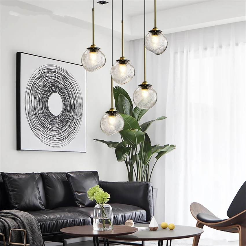 Скандинавские Хрустальные стеклянные подвесные светильники E27 прикроватная