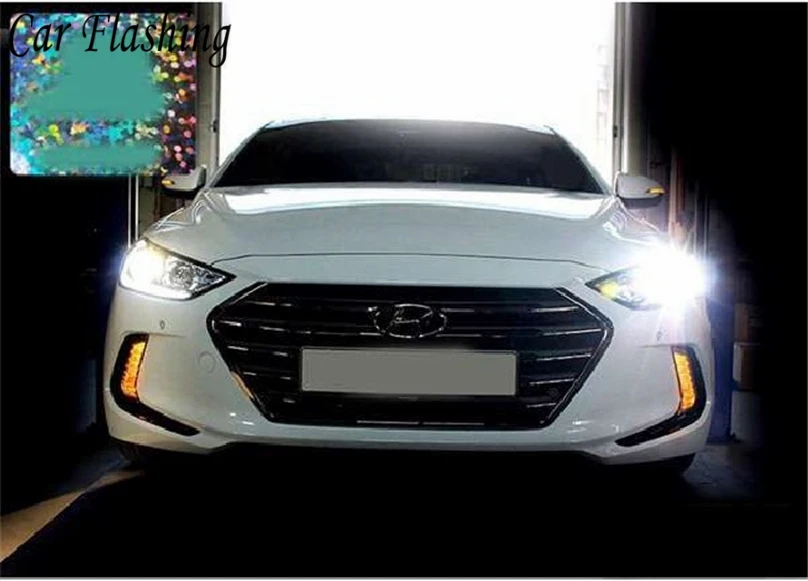 CSGJMY 1 комплект 12 В ABS светодиодный автомобильный DRL дневные ходовые огни с желтым сигналом поворота для hyundai Avante AD Elantra