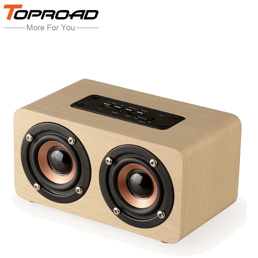 TOPROAD беспроводной Bluetooth динамик деревянный портативный аудио HiFi домашний кинотеатр звуковой приемник стерео музыка сабвуфер компьютерные колонки
